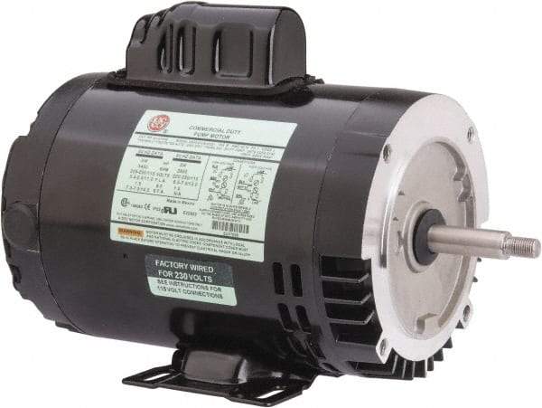 US Motors - 3/4 hp, ODP Enclosure, Auto Thermal Protection, 3,450 RPM, 115/208-230 Volt, 60 Hz, Industrial Electric AC/DC Motor - Size 56J Frame, J-Face/Rem Base Mount, 1 Speed, Ball Bearings, 11.0/5.4-5.5 Full Load Amps, B Class Insulation, CCW Drive End - Best Tool & Supply