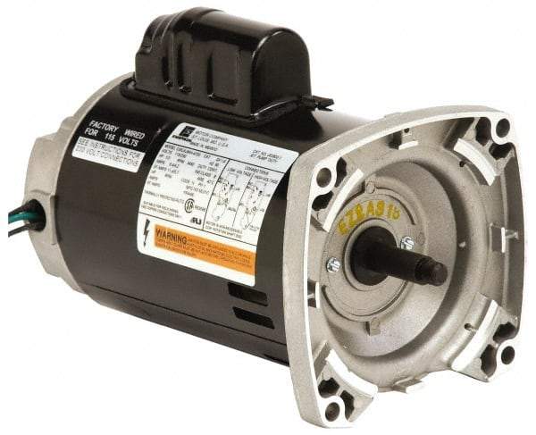 US Motors - 1/2 hp, ODP Enclosure, Auto Thermal Protection, 3,450 RPM, 115/230 Volt, 60 Hz, Industrial Electric AC/DC Motor - Size 56 Frame, Square Flange Mount, 1 Speed, Ball Bearings, 8.4/4.2 Full Load Amps, B Class Insulation, CCW Drive End - Best Tool & Supply