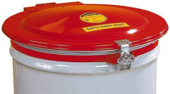 Justrite - 55 Gal, Steel Drum Cover - Hinged Manual-Closing Drum Cover - Best Tool & Supply