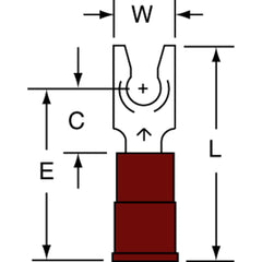 3M - #6 Stud, 22 to 18 AWG Compatible, Partially Insulated, Crimp Connection, Standard Fork Terminal - Best Tool & Supply