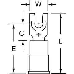 3M - #6 Stud, 16 to 14 AWG Compatible, Partially Insulated, Crimp Connection, Locking Fork Terminal - Best Tool & Supply