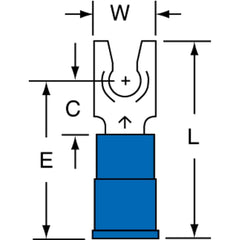 3M - #8 Stud, 16 to 14 AWG Compatible, Partially Insulated, Crimp Connection, Locking Fork Terminal - Best Tool & Supply