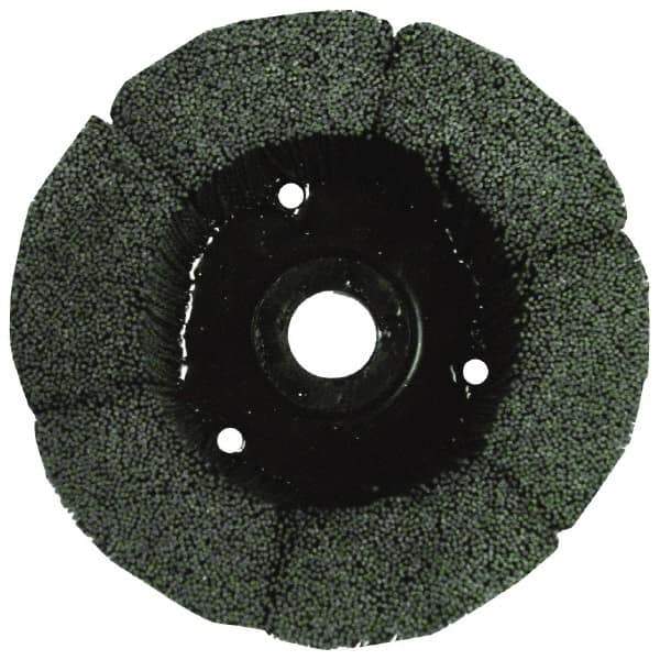 Osborn - 4" 80 Grit Silicon Carbide Straight Disc Brush - Medium Grade, Plain Hole Connector, 1-1/2" Trim Length, 3/4" Shank Diam, 7/8" Arbor Hole - Best Tool & Supply