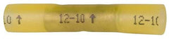 3M - 12 to 10 AWG Compatible, Heat Shrink Partially Insulated, Crimp-On Butt Splice Terminal - Yellow - Best Tool & Supply