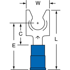 3M - 1/4" Stud, 16 to 14 AWG Compatible, Partially Insulated, Crimp Connection, Locking Fork Terminal - Best Tool & Supply