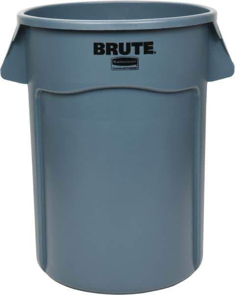 Rubbermaid - 44 Gal Gray Round Trash Can - Polyethylene, 31-1/2" High - Best Tool & Supply