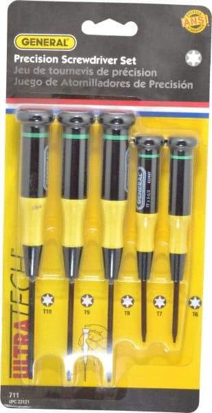 General - 5 Piece T6 to T10 Micro Handle Torx Driver Set - T6, T7, T8, T9, T10 - Best Tool & Supply