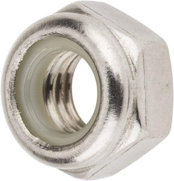 Value Collection - M8x1.25 Metric Coarse 18-8 & Austenitic Grade A2 Hex Lock Nut with Nylon Insert - 8mm High, Uncoated - Best Tool & Supply