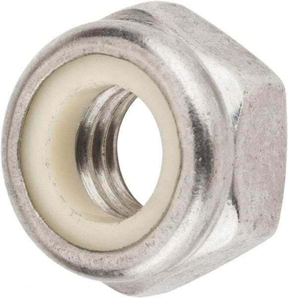 Value Collection - M10x1.50 Metric Coarse 18-8 & Austenitic Grade A2 Hex Lock Nut with Nylon Insert - 10mm High, Uncoated - Best Tool & Supply