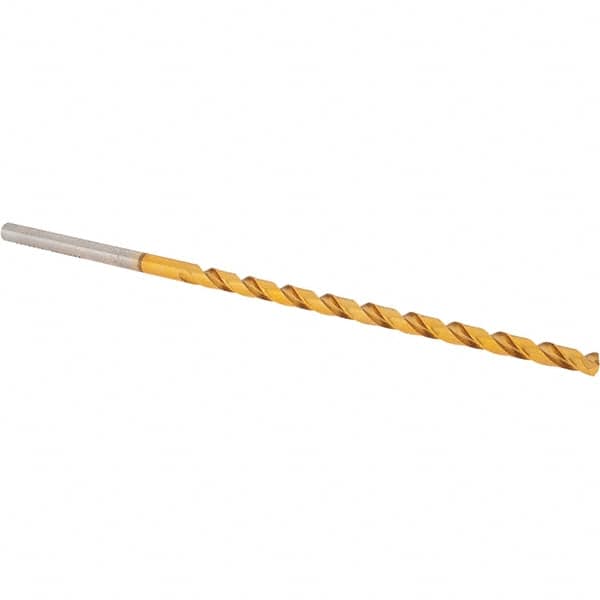 Taper Length Drill Bit: 0.1250″ Dia, 130 ° Coated, 2.7165″ Flute Length, 4.1732″ OAL, RH Cut, Spiral Flute, Cylindrical Shank, Series 669