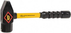 NUPLA - 4 Lb Head Forged Steel Cross Pein Hammer - 14" Fiberglass Handle, 1-3/4" Face Diam, 14" OAL - Best Tool & Supply