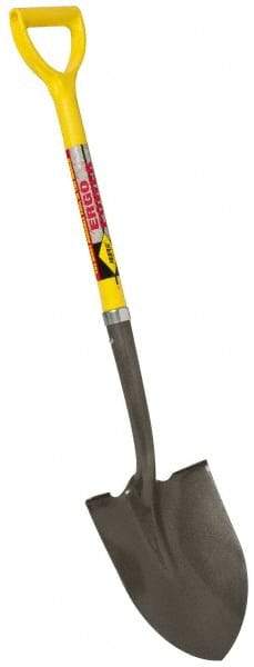 NUPLA - 11-1/2" High x 9" Wide Round Steel Shovel - 27" Long Fiberglass Straight Handle, Front Turned - Best Tool & Supply