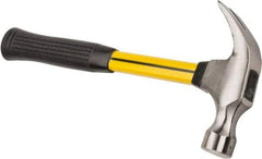 NUPLA - 1-1/4 Lb Head, Curved Framing Straight Claw Hammer - 14" OAL, Forged Steel Head, Smooth Face, Fiberglass Handle with Grip - Best Tool & Supply