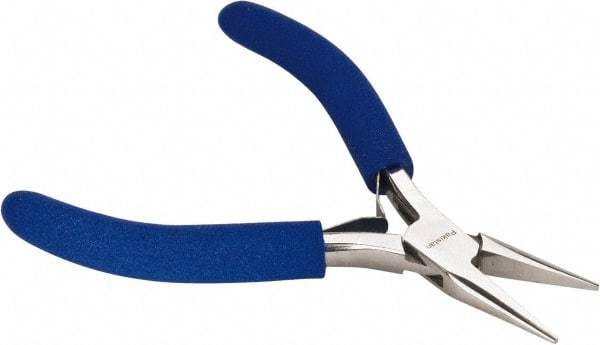 Aven - 4-1/2" OAL, 15/16" Jaw Length x 23/64" Jaw Width, Long Nose Chain Nose Pliers - Smooth Jaw, Standard Head, ESD Cushion Handles, with Spring - Best Tool & Supply