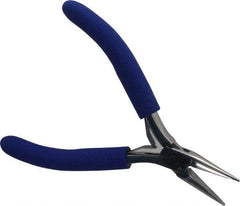 Aven - 4-1/2" OAL, 15/16" Jaw Length x 23/64" Jaw Width, Long Nose Chain Nose Pliers - Serrated Jaw, Standard Head, ESD Cushion Handles, with Spring - Best Tool & Supply