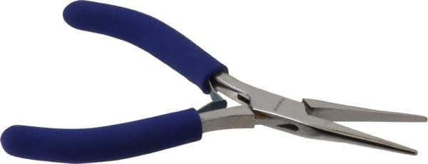 Aven - 5" OAL, 1-7/16" Jaw Length x 23/64" Jaw Width, Long Nose Chain Nose Pliers - Smooth Jaw, Standard Head, ESD Cushion Handles, with Spring - Best Tool & Supply