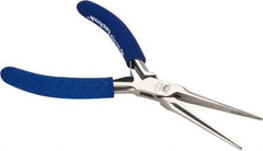 Aven - 5-3/4" OAL, 1-15/16" Jaw Length x 25/64" Jaw Width, Long Nose Needle Nose Pliers - Serrated Jaw, Standard Head, ESD Cushion Handles, with Spring - Best Tool & Supply