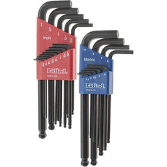 Eklind - 22 Piece L-Key Ball End Hex Key Set - Hex Range 0.05 to 3/8" - Best Tool & Supply