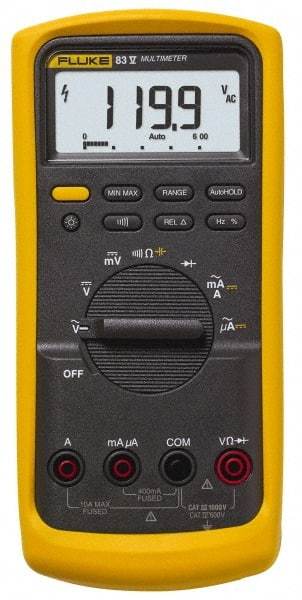 Fluke - 83-5, CAT IV, CAT III, 1,000 VAC/VDC, True RMS Auto Ranging Manual Ranging Multimeter - 50 mOhm, Measures Voltage, Capacitance, Current, Frequency, Resistance - Best Tool & Supply