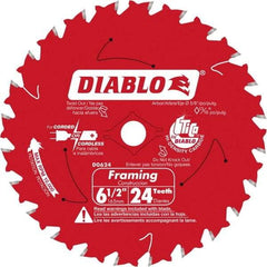 Freud - 6-1/2" Diam, 5/8" Arbor Hole Diam, 24 Tooth Wet & Dry Cut Saw Blade - Carbide-Tipped, Standard Round Arbor - Best Tool & Supply