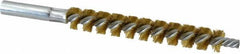 Schaefer Brush - 4" Brush Length, 9/16" Diam, Double Stem, Single Spiral Tube Brush - 6-1/4" Long, Brass, 12-24 Female Connection - Best Tool & Supply