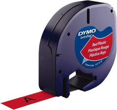 Dymo - 1/2" Wide x 156" Long, Black on Red Plastic Label Printer Cartridge - For DYMO Letratag Printers - Best Tool & Supply