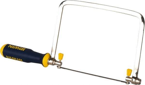 Irwin - 6-1/2" HSS Blade Coping Saw - 2-Part Polymer Handle, Triangular ProTouch, 13-3/16" OAL, 5-1/2" Throat Depth - Best Tool & Supply