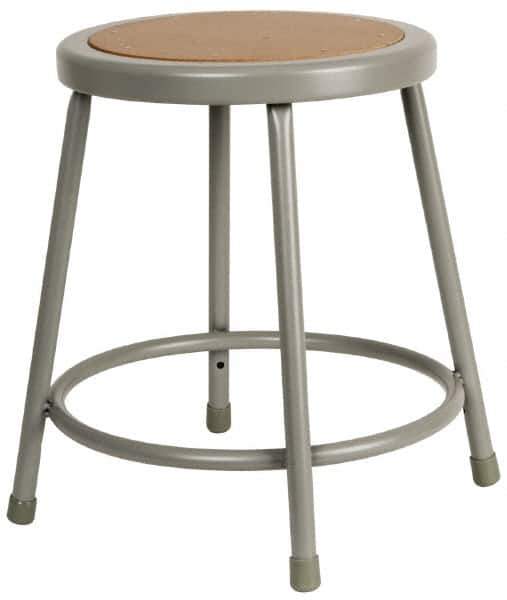 NPS - 18 Inch High, Stationary Fixed Height Stool - 14 Inch Deep x 14 Inch Wide, Hardboard Seat, Gray and Brown - Best Tool & Supply