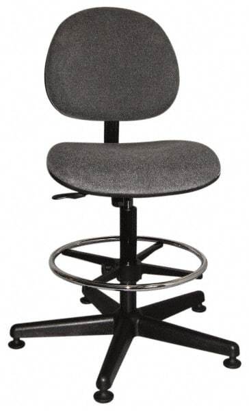 Bevco - Swivel Stool - 18" Wide x 18" Deep, Woven Fabric Seat, Gray - Best Tool & Supply