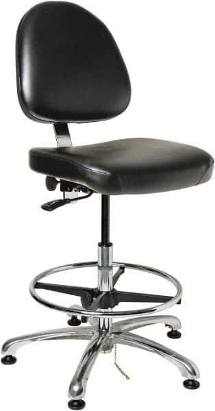 Bevco - ESD Swivel Stool with Back Rest - 20" Wide x 18" Deep, Vinyl Seat, Black - Best Tool & Supply