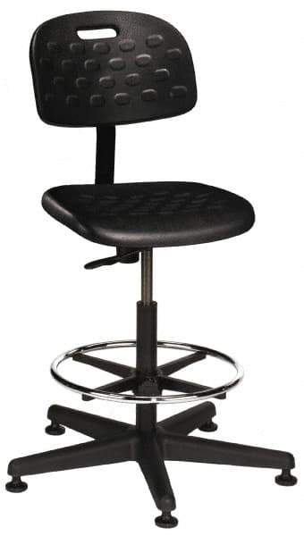 Made in USA - 22 to 32" High Swivel Stool - 18" Wide x 17-1/4" Deep, Polyurethane Seat, Black - Best Tool & Supply