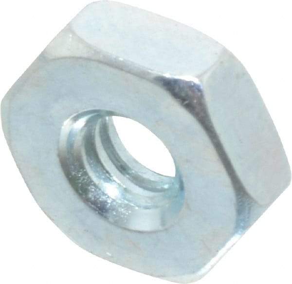 Value Collection - #6-32 UNC Steel Right Hand Hex Nut - 5/16" Across Flats, 7/64" High, Zinc-Plated Finish - Best Tool & Supply