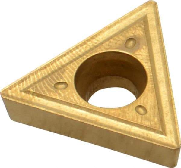 Interstate - TPGT432 Grade TCN55 Carbide Turning Insert - TiN Finish, 60° Triangle, 1/2" Inscr Circle, 3/16" Thick, 1/32" Corner Radius - Best Tool & Supply