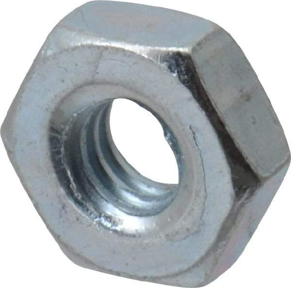 Value Collection - #8-32 UNC Steel Right Hand Hex Nut - 11/32" Across Flats, 1/8" High, Zinc-Plated Finish - Best Tool & Supply