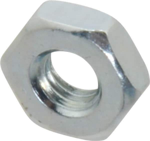 Value Collection - #10-32 UNF Steel Right Hand Machine Screw Hex Nut - 3/8" Across Flats, 1/8" High, Zinc-Plated Finish - Best Tool & Supply