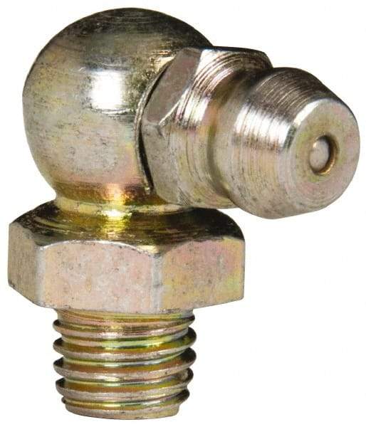 Value Collection - 90° Head Angle, 1/4-28 Steel Standard Grease Fitting - 9.53mm Hex - Best Tool & Supply