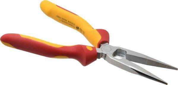 Wiha - 8" OAL, 2-3/4" Jaw Length x 3/4" Jaw Width, Long Nose Side Cutting Insulated Pliers - Extended Reach Pliers - Best Tool & Supply