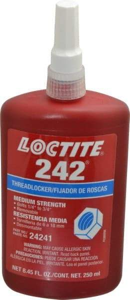 Loctite - 250 mL Bottle, Blue, Medium Strength Liquid Threadlocker - Series 242, 24 hr Full Cure Time, Hand Tool, Heat Removal - Best Tool & Supply