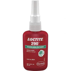 Loctite - 50 mL Bottle, Green, Medium Strength Liquid Threadlocker - Series 290, 24 hr Full Cure Time, Hand Tool, Heat Removal - Best Tool & Supply