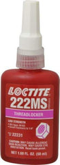 Loctite - 50 mL Bottle, Purple, Low Strength Liquid Threadlocker - Series 222MS, 24 hr Full Cure Time, Hand Tool, Heat Removal - Best Tool & Supply