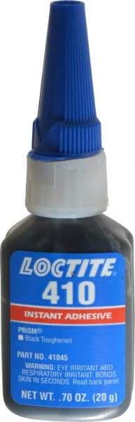 Loctite - 0.70 oz Bottle Black Instant Adhesive - Series 410, 90 sec Fixture Time, 24 hr Full Cure Time, Bonds to Metal, Plastic & Rubber - Best Tool & Supply