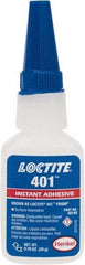 Loctite - 0.70 oz Bottle Clear Instant Adhesive - Series 401, 15 sec Fixture Time, 24 hr Full Cure Time, Bonds to Plastic & Rubber - Best Tool & Supply