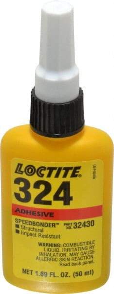 Loctite - 50 mL Bottle Structural Adhesive - 5 min Working Time, 3,000 to 3,600 psi Shear Strength, Series 324 - Best Tool & Supply