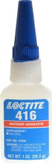 Loctite - 1 oz Bottle Clear Instant Adhesive - Series 416, 30 sec Fixture Time, 24 hr Full Cure Time, Bonds to Metal, Plastic & Rubber - Best Tool & Supply