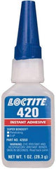 Loctite - 1 oz Bottle Clear Instant Adhesive - Series 420, 20 sec Fixture Time, 24 hr Full Cure Time, Bonds to Metal, Plastic & Rubber - Best Tool & Supply