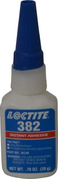 Loctite - 0.70 oz Bottle Clear Instant Adhesive - Series 382, 30 sec Fixture Time, 24 hr Full Cure Time, Bonds to Metal, Plastic & Rubber - Best Tool & Supply