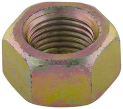 Value Collection - 7/16-14 UNC Steel Right Hand Hex Nut - 11/16" Across Flats, 3/8" High, Zinc Yellow Dichromate Finish - Best Tool & Supply