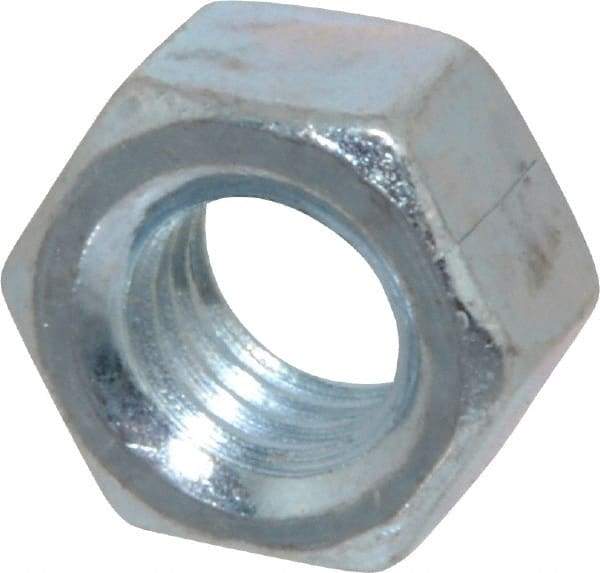 Value Collection - 7/16-14 UNC Steel Right Hand Hex Nut - 11/16" Across Flats, 3/8" High, Zinc-Plated Finish - Best Tool & Supply