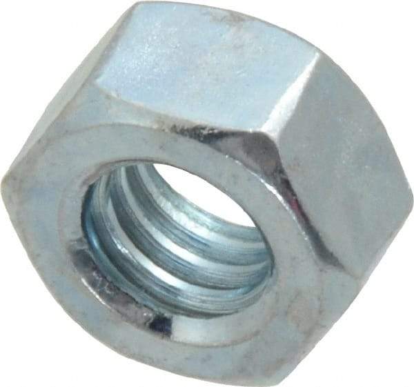 Value Collection - 5/16-18 UNC Steel Right Hand Hex Nut - 1/2" Across Flats, 17/64" High, Zinc-Plated Finish - Best Tool & Supply