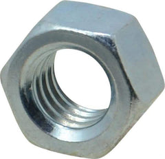 Value Collection - 3/8-16 UNC Steel Right Hand Hex Nut - 9/16" Across Flats, 21/64" High, Zinc-Plated Finish - Best Tool & Supply